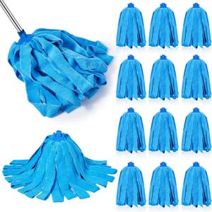 Tanlade 6 Pcs Mop Head Replacement for 0.8 Inch Diameter Mop Handle Blue Microfiber Cloth Refill Washable Refill Reusable Floor Cleaning Compatible with 0.8 Inches Diameter Stick