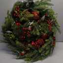 Fovths 24 Inch Christmas Wreath Large Real Touch Norfolk Pine Wreath with Bells Velet Ribbon Bows Faux Greenery Realistic Wreaths for Front Door Home DIY Wall Window Indoor Outdoor Holiday Decor