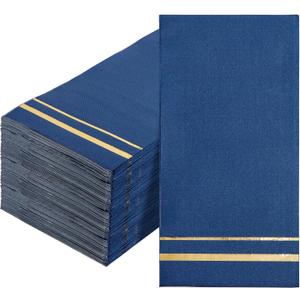 BUCLA 100-Count 3-Ply Disposable Napkins - Blue Paper Napkins Disposable Premium Quality - Dinner Napkins Disposable Soft, Absorbent for Parties, Weddings, Kitchen, Hanukkah and Cocktail Beverage