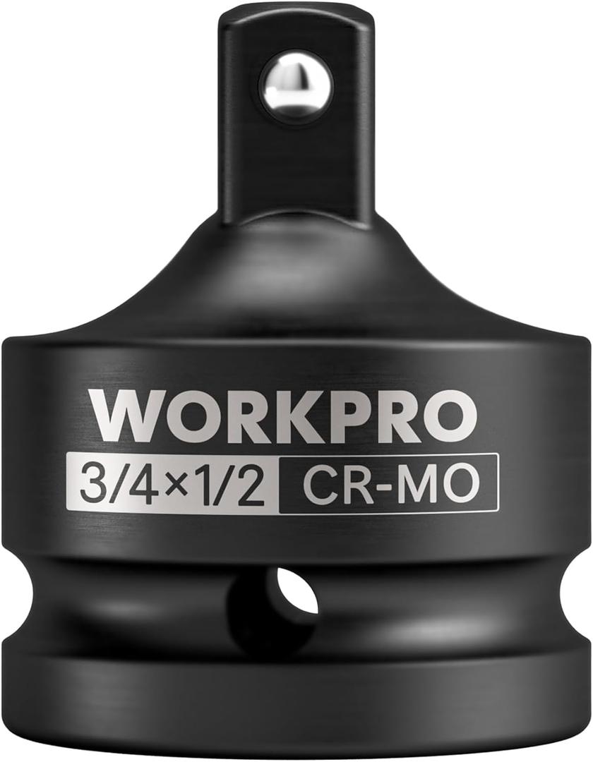 WORKPRO 3/4" F to 1/2" M Impact Socket Adapter, Cr-Mo Steel, Socket Adapter Set for Impact Driver Conversions, Square Drive Reducer for Impact Driver Wrench