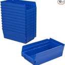 Akro-Mils 30130 Plastic Shelf Bins, Heavy Duty Storage Bins for Garage, Closet, and Drawer Organization, 12-Inch x 6-1/2-Inch x 4-Inch, Blue, 12-Pack