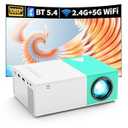 KHQ Mini Projector with Wifi Portable Projectors Support 1080P 200" Mini HD Movie Projector, Outdoor Projectors Compatible with Phone/ Tablet/ Laptop/ TV Stick/ HDMI/ USB - Green White