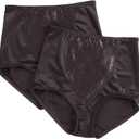Bali Womens Shapewear Double Support Light Control Brief with Lace Fajas 2-Pack DFX372 (XX-Large, Black/Black)