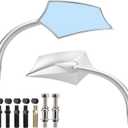 Motorcycle Rear view Mirror 8mm 10mm Side Mirrors 360 Degree Sliver Universal Replacement for Harley Softail Dyna Sportster Road King Electra Glide Street Bike Scooter Chopper Cruiser (Silver)