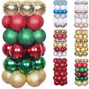 Red Gold Green Christmas Balls Ornaments for Xmas Tree, 30Pcs 60mm Shatterproof Christmas Tree Decorations, 2.36" Hanging Balls Christmas Baubles, Christmas Garland Decor, Wreath Decor