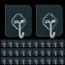 Adhesive Hooks, 32 Pack 33lb(Max) Sticky Hooks, Transparent Reusable Removable Adhesive Hooks for Hanging, Wall Hooks for Hanging Can be Use for Kitchen Bathroom Shower Outdoor Home Improvement