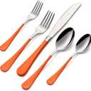 20-Pieces Orange Silverware Sets for 4,Orange Handle Stainless Steel Cutlery Set, Include Forks Spoons and Knives Set, Dishwasher Safe Utensil Sets for Home Restaurant