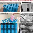 Miaowoof Homemade Popsicle Molds, 10-Cav Non-BPA Silicone Ice Pop Maker, with 50 Sticks, 50 Bags, 10 Reusable Sticks, Funnel, Brush and Ice Pop Recipe (Blue)