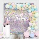 Shimmer Wall Backdrop Silver Iridescent Square Sequin Wall Panel Backdrop Decor for Wedding, Anniversary, Birthday, Party, 36 Panels (36 Pcs)