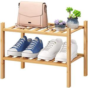 viewcare Small Shoe Rack, 2-Tier Shoe Rack for Entryway, Bamboo Wood Shoe Rack for Closet & Hallway, Long 17.2IN | Beautiful | Functional | Sturdy | Durable