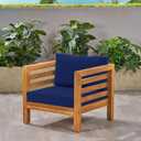 Patio Furniture Cushions Replacement, Outdoor Deep Seat Couch Cushion and Backrest Pillow with Waterproof Removable Cover for Sectional Sofa Set, 25.6 x 25.6 Inch, Navy