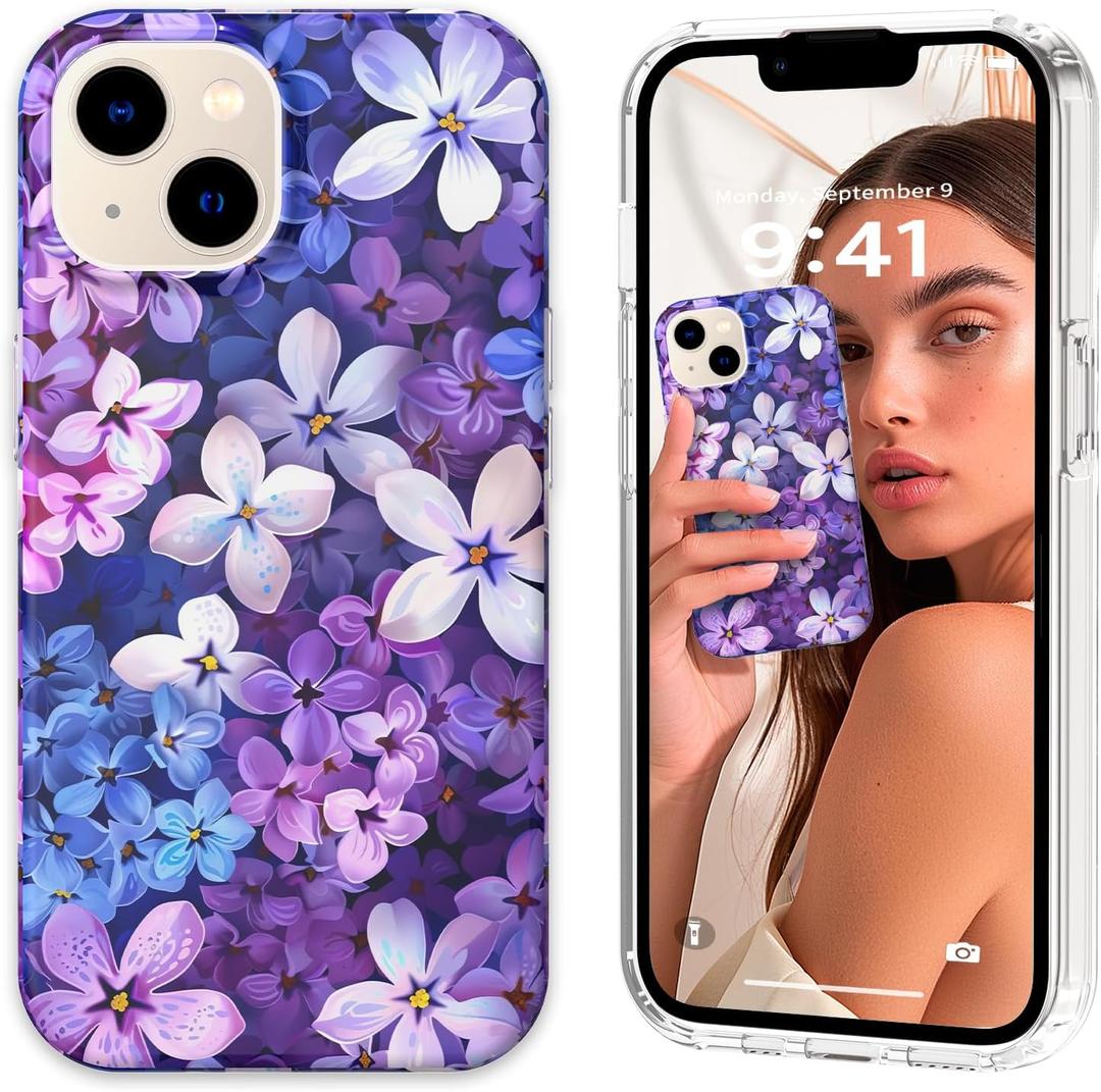 Magnetic for iPhone 13 Case Cute for Women, [Compatible with Magsafe][Drop Protection] Slim Colorful Flowers Oil Painting Printed Girly Floral Phone Case for iPhone 13