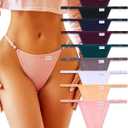 FINETOO 10 Pack Adjustable G String Thongs for Women Sexy Underwear Low Rise Womens Thong Cotton Panties for Ladies S-XL (Large)
