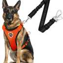 SlowTon Dog Seat Belt Harness for Car, Dog Car Harness Adjustable Mesh Breathable & Dog Seatbelt Safety Tether with Elastic Bungee for Small Medium Large Pets(Orange, Double Clip, Large)