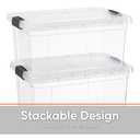 Superio Clear Storage Boxes with Lids, 2 Quart Plastic Container Bins for Organizing, Stackable Crates, BPA Free, Non Toxic, Odor Free, Organizers for Home, Office, School, and Dorm