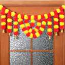 Yinder Marigold Garland for Decoration Diwali Decoration for Door Toran 3.3 Feet Long Artificial Marigold Flowers Garland with Gold Bells for Diwali Door Pooja Temple Indian Home Wedding Decor
