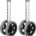 2 Pack Dual-Wheel for Walkers - 5 Inches Replacement Front Walker Wheels, All Terrain Drive Walker Wheels, Wear-Resistant PU Tires, Anti-Slip, and Durable ABS Wheel Hub, Grey
