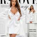 RSLOVE Women’s Satin Sleepwear Set – 2 Piece Lace Cami Nightgown and Long Sleeve Robe Sexy Silk Pajamas Lingerie for Women