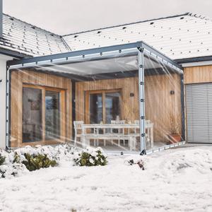 13x16ft Clear Waterproof Tarp with Grommets, Upgraded Edge Heat Fused Tear Resistant Clear Heavy Duty Tarps for Patio Fencing, Rain, Wind, Cold, Chicken Coops, and MoreWindproof Rope+Tie-Downs