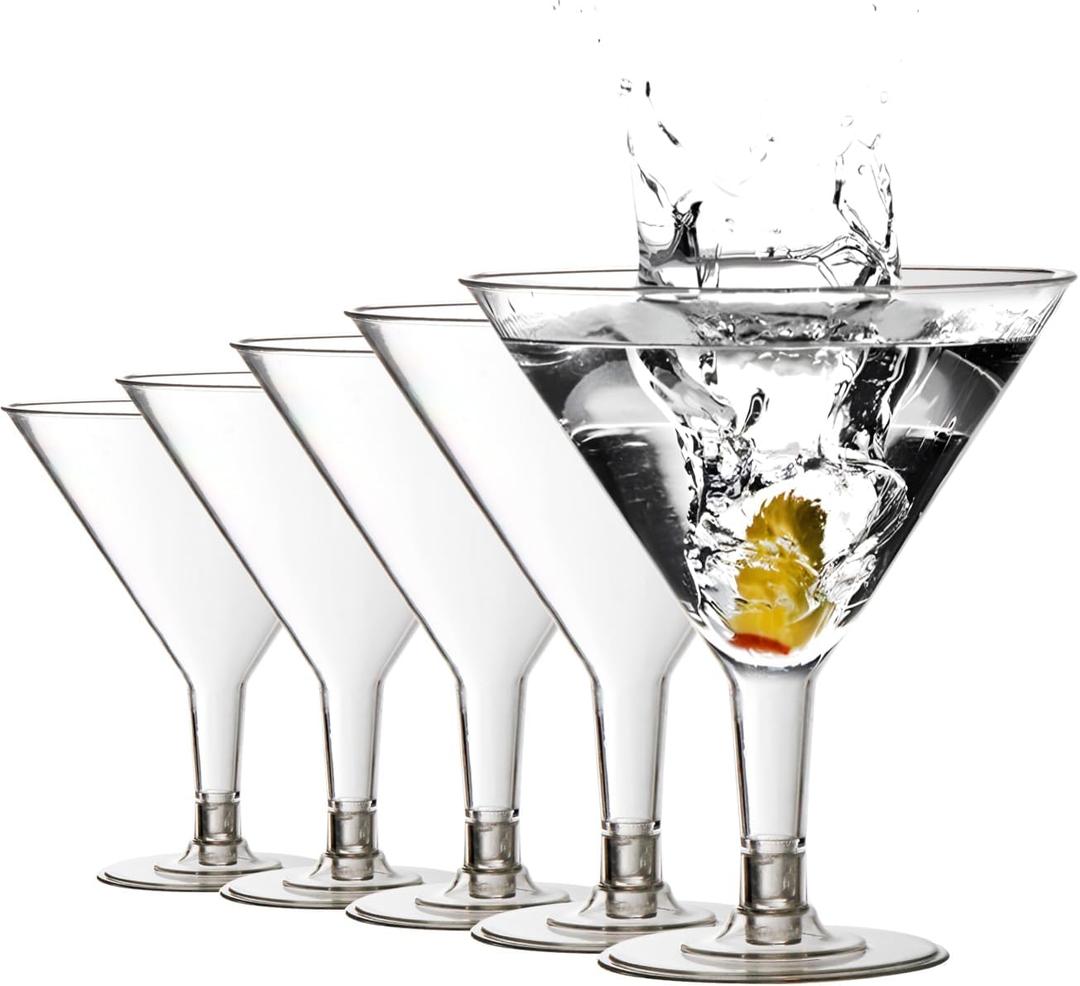 Youngever 12 Pack Plastic Cocktail Glasses, 8 Ounce Shatterproof Martini Cups, Reusable Cocktail Cups