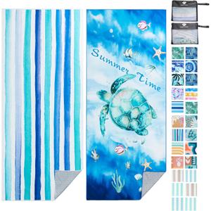 PY SUPER MODE 2 Pack Beach Towel - 75 x 35 inches Quick Dry Microfiber Beach Towels Oversized, Lightweight Soft and Absorbent Suitable for Swimming Pool Camping for Adults