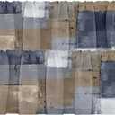 Emvency 2 Pack Valances Window Treatments, Grey and Brown Painting Art Modern Abstract Blackout Adjustable for Living Room Bathroom Bedroom Kitchen Over Sink, 52x18 Inch Rod Pocket Valances