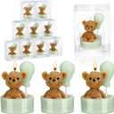 MTLEE 20 Set Bear Baby Shower Candles Favors for Guests, Soy Wax Bear with Balloon Shaped Candles Bulk for Boys Girls Gender Reveal Baby Shower Party Return Gifts(Sage Green)