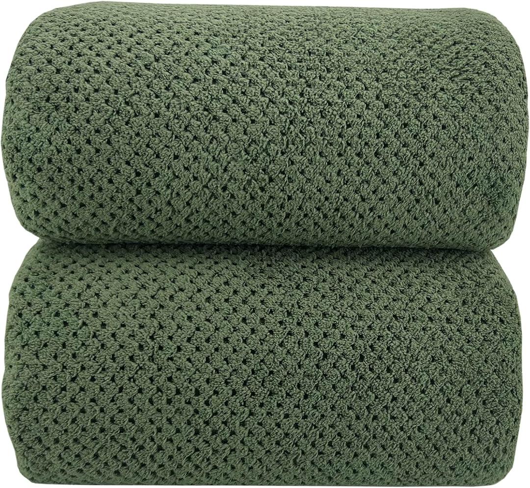 YTYC Towels,39x78 Inch Oversized Bath Sheets Towels for Adults Luxury Bath Towels Extra Large Sets for Bathroom Super Soft Microfiber 80% Polyester(Olive Green,2 Piece)