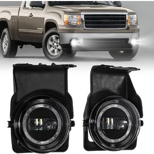 AUXMART LED Fog Light for GMC Sierra, Front Bumper LED Fog Lamp Assembly with DRL for 2003-2006 GMC Sierra 1500 2500 3500