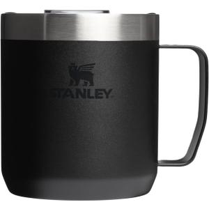 STANLEY Everyday Camp Mug | Drink Through Lid | Cup for Coffee, Tea and Drinks | Insulated Stainless Steel Coffee Mug | BPA-Free (12 Ounces, Black 2.0)