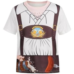 TOONRAIN Oktoberfest Costume Lederhosen Bavarian German Suspenders Beer Costume Men 3D Photo-realistic Short Sleeve T-Shirt XL