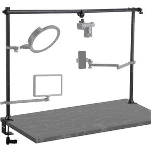 JUSMO LS15 Pro Camera Desk Mount, Aluminum Overhead Camera Mount Rig, Table Multi-Device Pole to Mount Magic Arm Clamp, DSLR, Cameras, Phone, Light, Microphone, Streaming, Studio, Max Load 22 lb