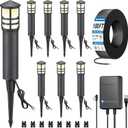 SUNVIE All-in-One LED Landscape Lighting Kit, 8-Pack Low Voltage Pathway Lights with Transformer and 100FT 16/2 AWG Wire, 3000K Waterproof Landscape Lights with Connectors for Walkway Garden Yard