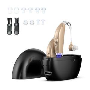 Hearing Aids for Seniors Rechargeable with Noise Cancelling,Behind-The-Ear Severe Hearing Loss Hearing Amplifier,Physical Adjustment Buttons,Up to 25 Hours