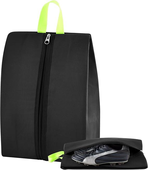 4 Pack Smell Proof Shoe Bag for Travel Water-resistant Odor Cleat Bag Absorbing Lightweight Golf Soccer Shoe Storage Organizer Pouch with Zipper for Gym Sports Travel Work(Black)