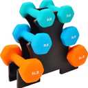 Fitvids Set of 6 Neoprene Dumbbell Hand Weights, Set with Rack: 3/5/8 Pairs