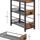 YATINEY Spice Rack, 3-Tier Pull Out Spice Rack Organizer for Countertop, Narrow Kitchen Countertop Storage Shelf with 2 Drawers, for Kitchen, Cafe, Rustic Brown and Black SR02BR