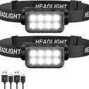 Rechargeable Headlamp Flashlight 2-Pack, 8 LED 2500 Lumen Ultra-Light Bright Headlight with Motion Sensor, Waterproof Lightweight Head Lamp for Adult Kid, Headlamps for Outdoor Camping Running Fishing