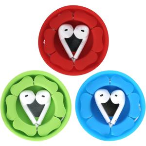 MAIRUI Wired Earbud Case 3 Pack Earphone Headphone Cord Organizer Earbuds Wrap Soft Silicone Magnetic Holder Storage Tangle Free Cable Winder(Red/Blue/Green)