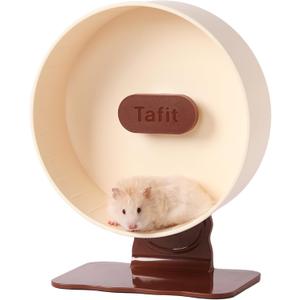 Quiet Hamster Wheel 10.2 Inch Dual-Bearings Silent Small Animals Running Exercise Wheel Height Adjustable for Syrian Hamsters, Gerbils, Rats, or Other Small Pets, Mousse White