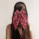 AEGYPIUS Red Hair Bow, 14.9 x 7.8 Inches Christmas Red Hair Bows Plaid Hair Bow for Hair for Women Girls