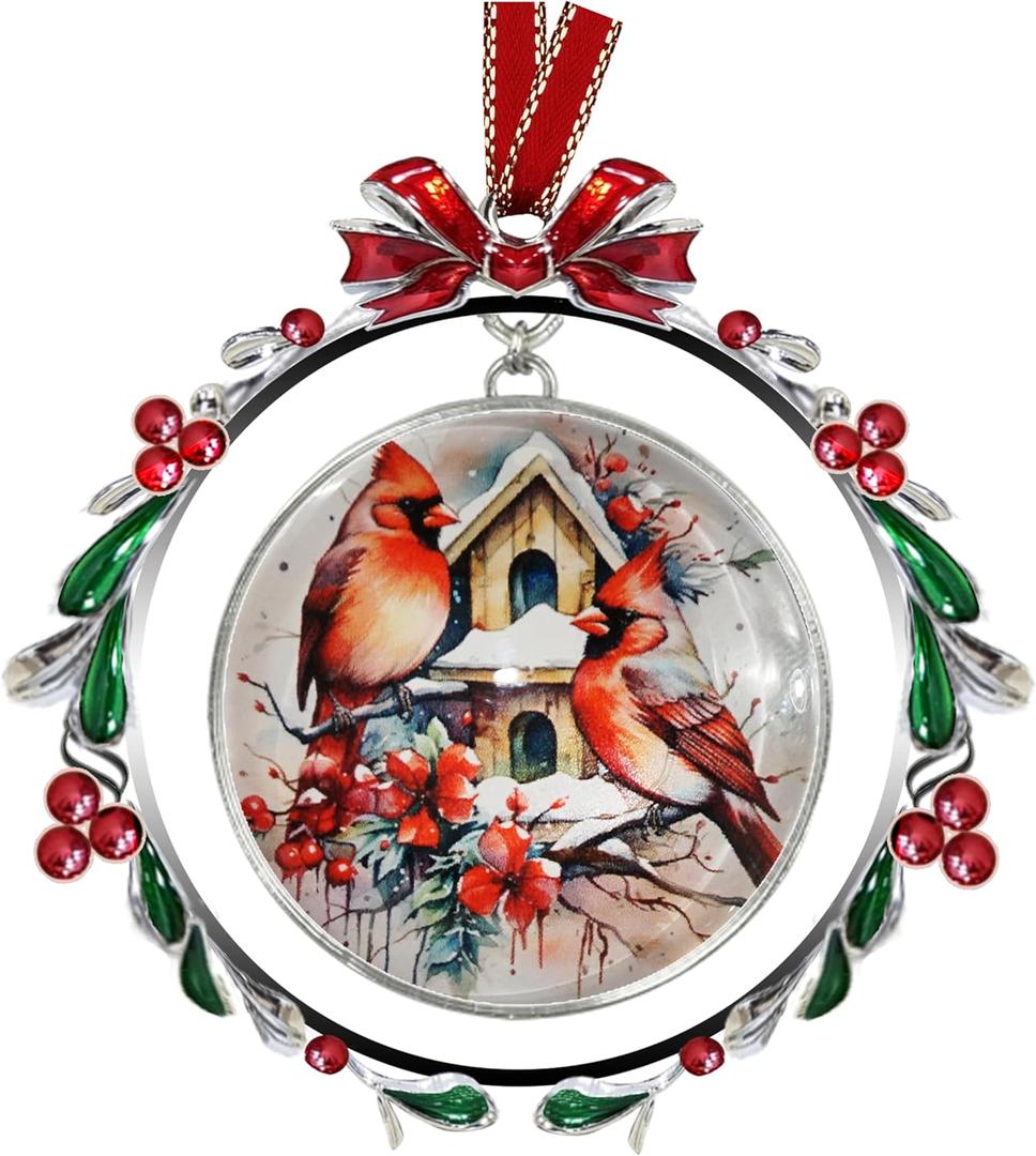XUTAI Cardinals and Birds House Christmas Tree Ornaments Chritstmas Wreath Christmas Ornament Glass Christmas Hanging Ornament Festive Pendant for Home Holiday Decoration XUTAI Cardinals and Birds House Christmas Tree Ornaments Chritstmas Wreath Christmas Ornament Glass Christmas Hanging Ornament Festive Pendant for Home Holiday Decoration