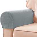 SUBRTEX Stretch Armrest Covers Spandex Arm Covers for Chairs Couch Sofa Armchair Slipcovers for Recliner Sofa with Twist Pins 2pcs (Light Grey)