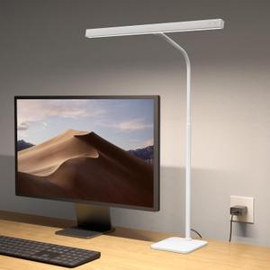 SUPERDANNY LED Desk Lamp for Home Office, Eye-Caring Desk Light with Base, 12W Touch Control 3 Colors Dimmable Brightness, Gooseneck Architect Lamp for Computer Monitor Reading Workbench, White