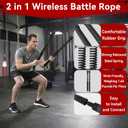 Portable Ropeless Battle Ropes, HIIT & Low Impact Cardio Workouts, Transform into Fitness Bar, Cordless Battle Ropes for Home Gym, Compact Gym Equipment for Men & Women (Black)