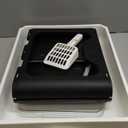 Foldable Cat Litter Box with Lid, Enclosed Potty, Large Top Entry Anti-Splashing Toilet, Easy to Clean Including Litter Scoop and 2-in-1 Cleaning Brush (Black)