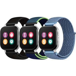 Butifacion 3 Pack Kids Nylon Bands Compatible with Gizmo Watch 3 2 1/Gabb Watch 3e 3 2 1/Sync UP Watch/Cosmo Jr Track Watch, 20mm Hook & Loop Soft Breathable Watch Band Replacement for Boys & Girls