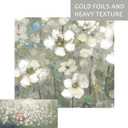 Flower Wall Art Canvas Decor: Bedroom Living Room Modern White Floral Hand Painted Painting Abstract Gold Foil Botanical Picture Heavy Textured Vintage Nature Wildflower Print Artwork for Farmhouse