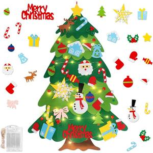Montessori Felt Christmas Tree for Toddlers DIY Felt Christmas Tree Set with 32 Ornaments for Kids Toddlers Home Wall Hanging Felts Christmas Craft Kits Xmas Decoration Party Supplies