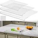 Acrylic Cutting Board with Counter Lip 3-Piece(17.5"x13.5", 16"x12", 11.5"x7.5"), Clear Non-Slip Cutting Boards for Countertop Protection, Durable Chopping Boards for Kitchen Ideal Housewarming Gifts